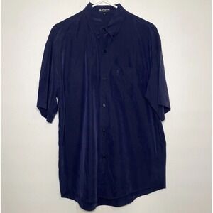 Polo Ralph Lauren Button Down Men's XL 100% Silk Black Label Short Sleeve Preppy